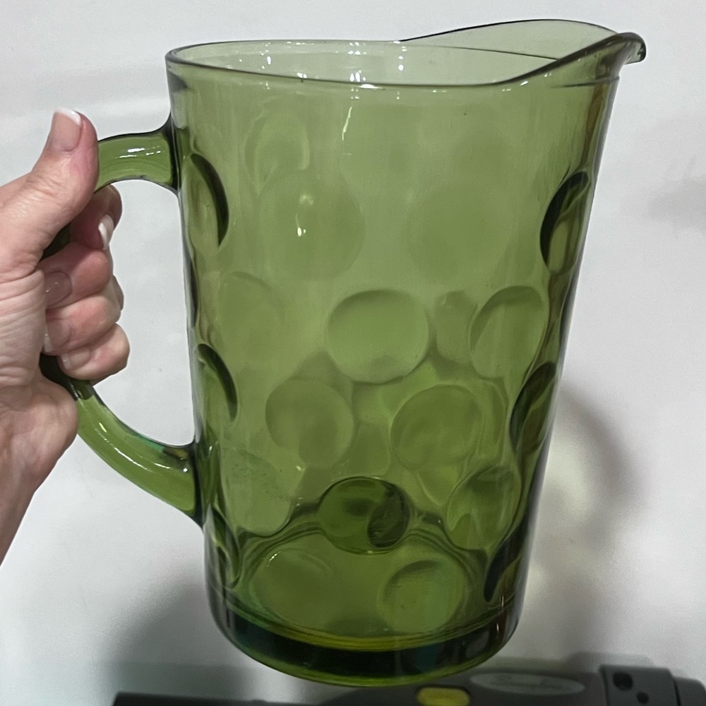 vintage Hazel-Atlas Eldorado Avocado Green glass pitcher - Picture 8 of 10